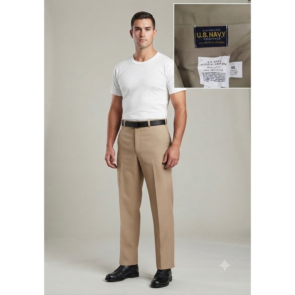 NWT Creighton US Navy Official Uniform Trousers Mens 40L Khaki Classic Fit 1117